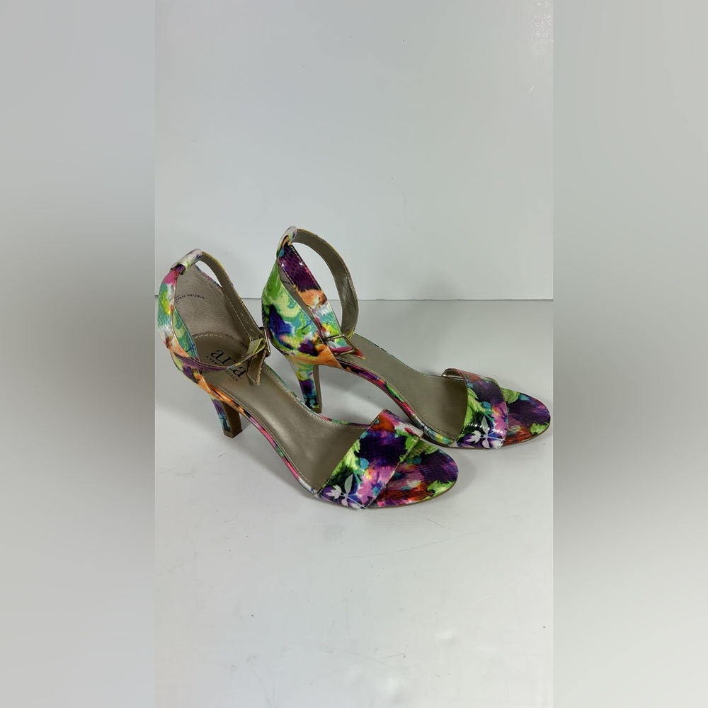 Ana 7 M Sandal Woman’s Multicolored Dress Ankle Strap Heels.